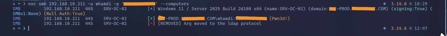 netexec validating the leaked credentials