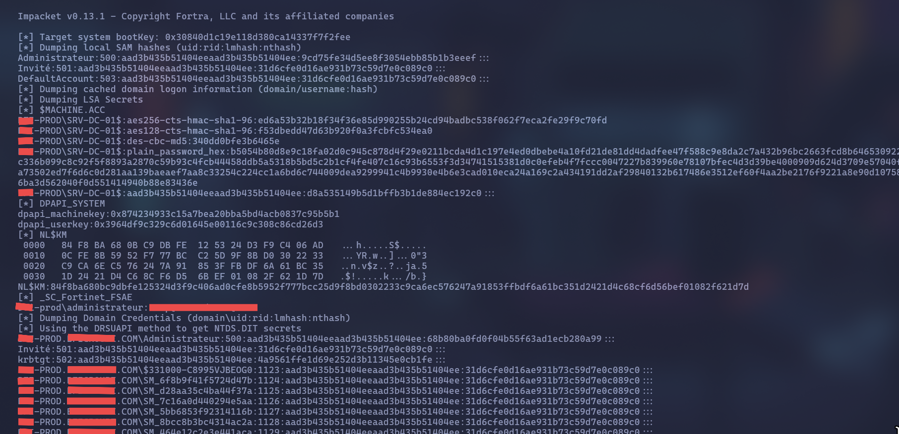 dumped hashes from secretsdump